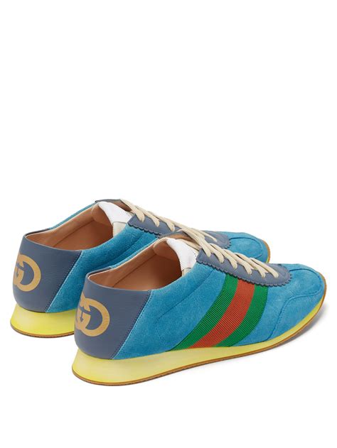 gucci suede sneaker with web